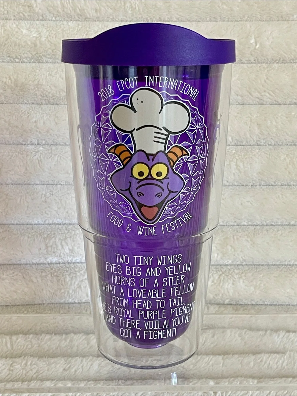 Disney 2018 Epcot International Food & Wine Festival Figment Tervis Travel Tumbl